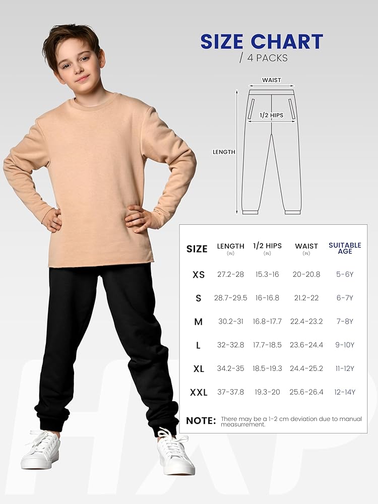 Strong Nation Joggers t-shirt セット。 Hind Boys 4-Piece Active Long Sleeve Quick Dry T-Shirt and